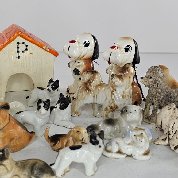 Vintage Dog Miniature Figurine Lot Ceramic Resin Plastic - Picture 4 of 12